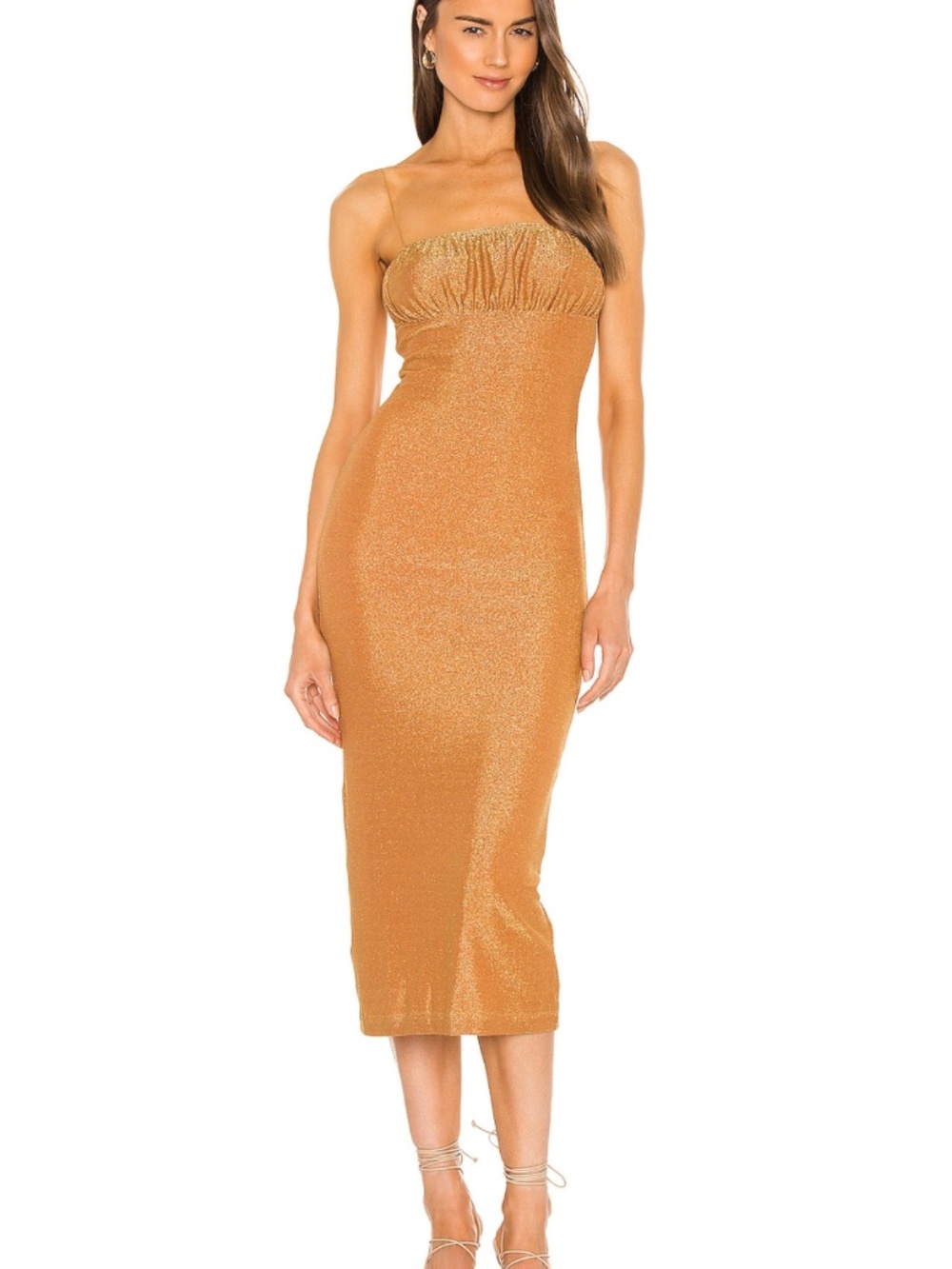 Hansen & Gretel Anja Metallic Slip Dress in Honey Gold XS